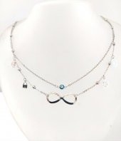 Nazar Boncuklu Bijuteri Sonsuzluk Kolye Gümüş Renk thumbnail 6