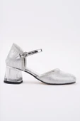 Muggo ELSE Bilekten Bağlamalı Simli Kız Çocuk Kısa Topuklu Ayakkabı  GÜMÜŞ 36 thumbnail 3