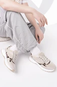 Muggo MELODY Kadın Kalın Taban Günlük Leopar Desenli Bağcıklı Sneaker Spor Ayakkabı  TEN 38 - 7