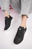 Muggo ASİA Garantili Kadın Ortopedik Günlük Bağcıklı Yandan Fermuarlı Rahat Sneaker Spor Ayakkabı  SİYAH- BEYAZ 37 - 4