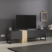 T0016 Kapaklı, Metal Ayaklı, Tv Sehpası Antrasit/Safir Meşe - 3