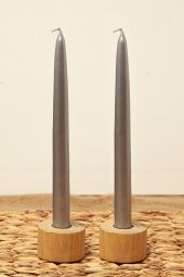 Mart Home 2li Şamdan Mumu Gümüş- 25 cm - 1