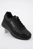 Muggo Happy Garantili Kadın Ortopedik Günlük Bağcıklı Şık Rahat Sneaker Spor Ayakkabı  SİYAH 38 - 6