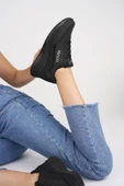 Muggo Happy Garantili Kadın Ortopedik Günlük Bağcıklı Şık Rahat Sneaker Spor Ayakkabı  SİYAH 38 - 2