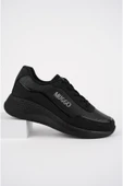Muggo Happy Garantili Kadın Ortopedik Günlük Bağcıklı Şık Rahat Sneaker Spor Ayakkabı  SİYAH 38 - 7