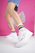Muggo Happy Garantili Kadın Ortopedik Günlük Bağcıklı Şık Rahat Sneaker Spor Ayakkabı  BEYAZ 37 - 2