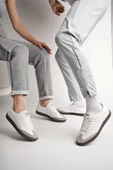 Muggo JABBAR Unisex Ortopedik Günlük Garantili Bağcıklı Yürüyüş Koşu Sneaker Spor Ayakkabı  BEYAZ 39 - 2
