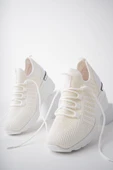 Muggo TYRA Garantili Kadın Ortopedik Yüksek Taban Günlük Bağcıklı Triko Sneaker Spor Ayakkabı  BEYAZ 40 - 1