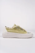 Muggo DAMSEL Bağcıklı Taşlı Kadın Günlük Denim Sneaker Spor Ayakkabı  YEŞİL 36 - 3
