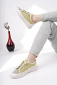 Muggo DAMSEL Bağcıklı Taşlı Kadın Günlük Denim Sneaker Spor Ayakkabı  YEŞİL 36 - 5