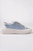 Muggo DAMSEL Bağcıklı Taşlı Kadın Günlük Denim Sneaker Spor Ayakkabı  MAVİ 36 thumbnail 3
