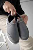 Muggo PODGO Garantili Unisex Ortopedik Bağcıksız Nefes Alabilen Hafif Yürüyüş Sneaker Spor Ayakkabı  FÜME 40 - 3