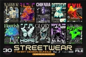 Streetwear Vector T-shirt Designs Bundle Vol.5 T-shirt Tasarım Paketi - 1