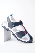 Muggo TWEETY Garantili Günlük Ortopedik Hafif Taban Önü Kapalı Cırtlı Unisex Çocuk Sandalet  LACİVERT - BEYAZ 24 - 3