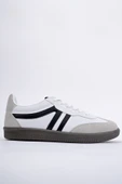 Muggo GARCİA Garantili Unisex Ortopedik Günlük Bağcıklı Yürüyüş Koşu Sneaker Spor Ayakkabı  BEYAZ - SİYAH 42 - 10
