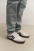 Muggo GARCİA Garantili Unisex Ortopedik Günlük Bağcıklı Yürüyüş Koşu Sneaker Spor Ayakkabı  BEYAZ - SİYAH 42 - 3