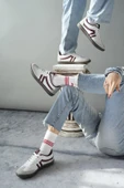 Muggo GARCİA Garantili Unisex Ortopedik Günlük Bağcıklı Yürüyüş Koşu Sneaker Spor Ayakkabı  Beyaz Bordo 42 - 2