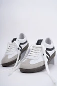 Muggo GARCİA Garantili Unisex Ortopedik Günlük Bağcıklı Yürüyüş Koşu Sneaker Spor Ayakkabı  BEYAZ - SİYAH 42 - 11