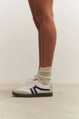 Muggo GARCİA Garantili Unisex Ortopedik Günlük Bağcıklı Yürüyüş Koşu Sneaker Spor Ayakkabı  BEYAZ - SİYAH 42 - 2
