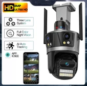 3 Lens Geniş Açı İzleme HD Güvenlik Kamerası  PTZ Aİ Otomatik İzleme CCTV Video Gözetim ICSEE - 2