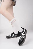 Muggo RETRO Çift Bağcıklı Günlük Kadın Sneaker Spor Ayakkabı  SİYAH- BEYAZ 38 - 7