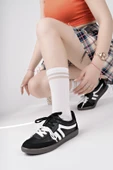Muggo RETRO Çift Bağcıklı Günlük Kadın Sneaker Spor Ayakkabı  SİYAH- BEYAZ 38 - 5