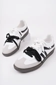 Muggo RETRO Çift Bağcıklı Günlük Kadın Sneaker Spor Ayakkabı  BEYAZ - SİYAH 40 - 1
