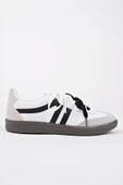 Muggo RETRO Çift Bağcıklı Günlük Kadın Sneaker Spor Ayakkabı  BEYAZ - SİYAH 40 - 3