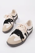 Muggo RETRO Çift Bağcıklı Günlük Kadın Sneaker Spor Ayakkabı  BEJ 38 - 1