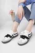 Muggo RETRO Çift Bağcıklı Günlük Kadın Sneaker Spor Ayakkabı  BEYAZ - SİYAH 40 - 5