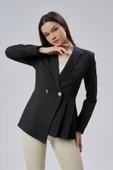 Siyah Regular Fit Pile Detaylı Blazer Ceket - 1