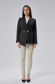 Siyah Regular Fit Pile Detaylı Blazer Ceket - 10