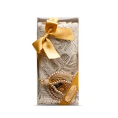 Tesbih + Dantelli Şal + Zikirmatik Hediye Seti (Kraft Asetat Kutulu, Gold) - 1