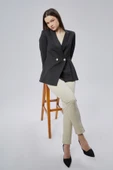 Siyah Regular Fit Pile Detaylı Blazer Ceket - 9