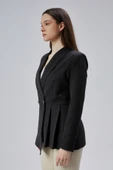 Siyah Regular Fit Pile Detaylı Blazer Ceket - 2