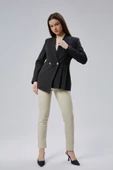 Siyah Regular Fit Pile Detaylı Blazer Ceket - 8