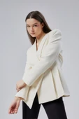 Ekru Regular Fit Pile Detaylı Blazer Ceket - 2