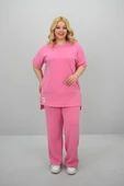 Kadın Büyük Beden Modal Kumaş Kısa Kollu Bol Paça Eşofman Takımı 8184-25 - 10