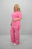 Kadın Büyük Beden Modal Kumaş Kısa Kollu Bol Paça Eşofman Takımı 8184-25 - 12