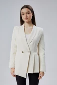 Ekru Regular Fit Pile Detaylı Blazer Ceket - 3