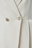 Ekru Regular Fit Pile Detaylı Blazer Ceket - 4