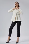 Ekru Regular Fit Pile Detaylı Blazer Ceket - 8