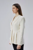Ekru Regular Fit Pile Detaylı Blazer Ceket - 5