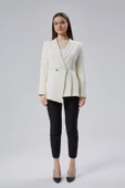Ekru Regular Fit Pile Detaylı Blazer Ceket - 10
