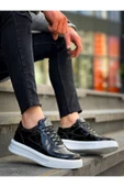 Erkek AyakkabıKB-X8 Kuback Siyah Rugan Detaylı Beyaz Yüksek Taban Günlük Spor Ayakkabı thumbnail 2