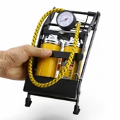 Ayak Tipi Kalın Pistonlu Hava Pompası Göstergeli Çift Hava Depolu Teker Araç Bisiklet Top Pompası thumbnail 4