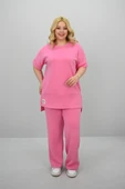 Kadın Büyük Beden Modal Kumaş Kısa Kollu Bol Paça Eşofman Takımı 8184-25 - 9