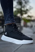 BA0318 Bağcıklı Erkek Yüksek Taban Beyaz Taban Spor Bot thumbnail 3
