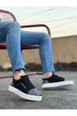 Ba0104 Bağcıklı Siyah Ekose Süet Beyaz Taban Spor Klasik Erkek Ayakkabı thumbnail 2