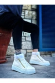 SNR-512 BOA Kalın Yüksek Taban Çift Fermuarlı Beyaz Erkek Spor Bot thumbnail 1